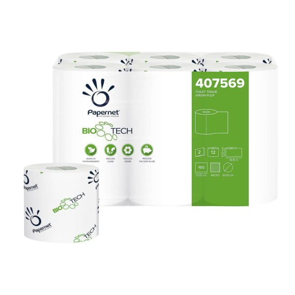 407569 biotech papernet wrapped toilet paper roll