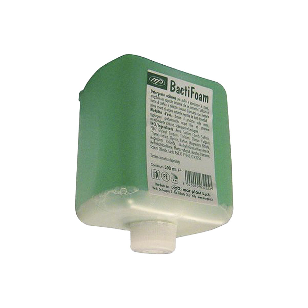 Ricarica sapone in schiuma antibatterico per dispenser Mar Plast 12 Flaconi  da 500 ML BactiFoam - B24 Store